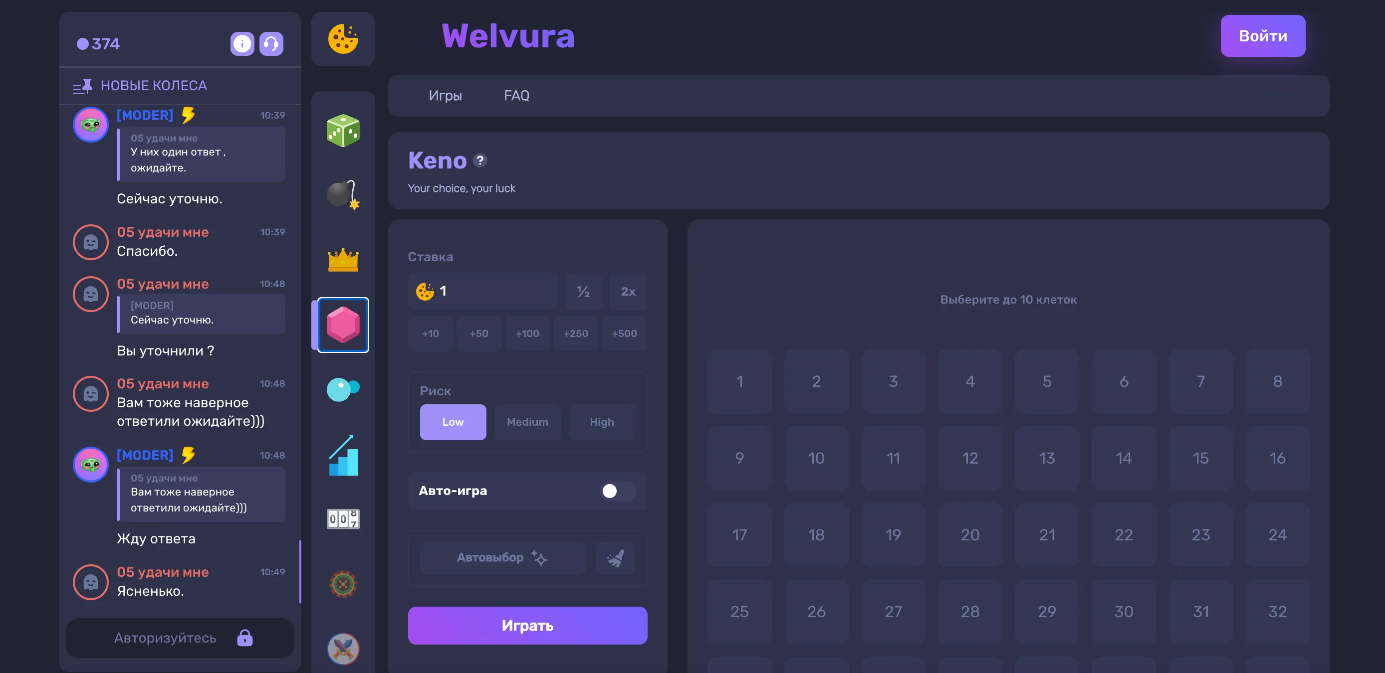 Данные о Welvura: таблица по казино Вельвура
